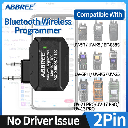 ABBREE Bluetooth Wireless Programmer for Walkie Talkie Plug & Play No Driver Issue Phone for UV5R BF888S Quansheng UVK5