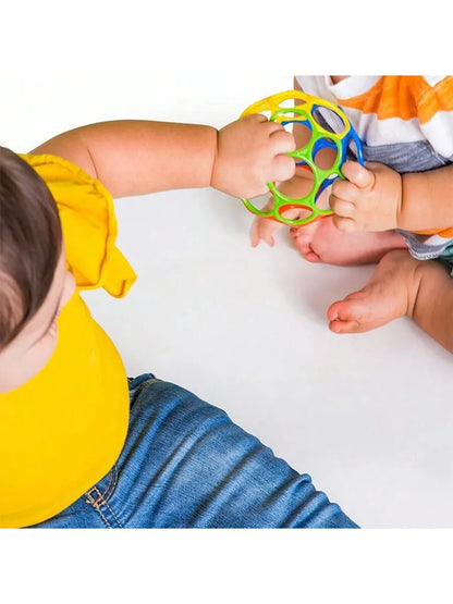 6-in-1 BPA-Free Baby Sensory Rattle Ball - Soft Textured Grasping Toy with Gentle Sound & Spin Rings | Montessori Learning Toy f