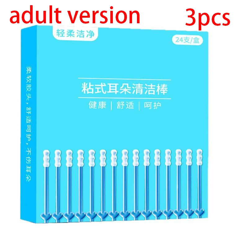 24Pcs/Box Silicone EarWax Remover Sticky Ear Picks Disposable Adhesive Earpick S/L Reusable Ear Cleaner for Kids & Adults