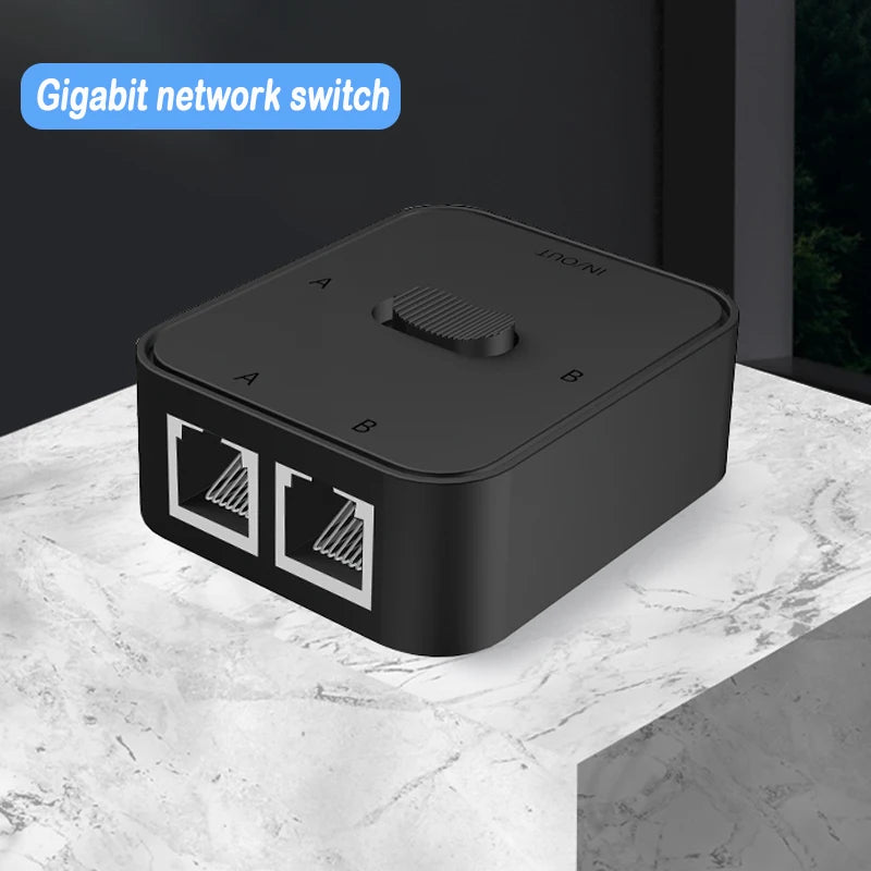 2 Port 1000Mbps Gigabit Network Switch RJ45 Switch Network Splitter Cable Extender Selector Power Free 2 Way adapter Connector