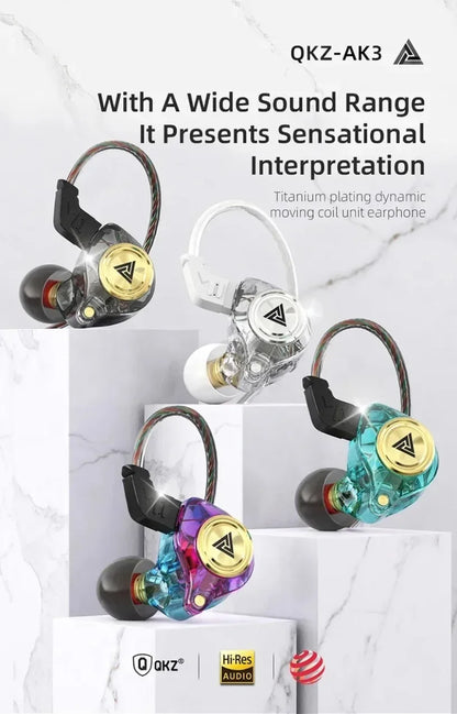 QKZ CK5 FiLe Wired Earphone with Microphone HiFi Music Earphone Professional Gaming And Sports Noise Cancelling Headphones