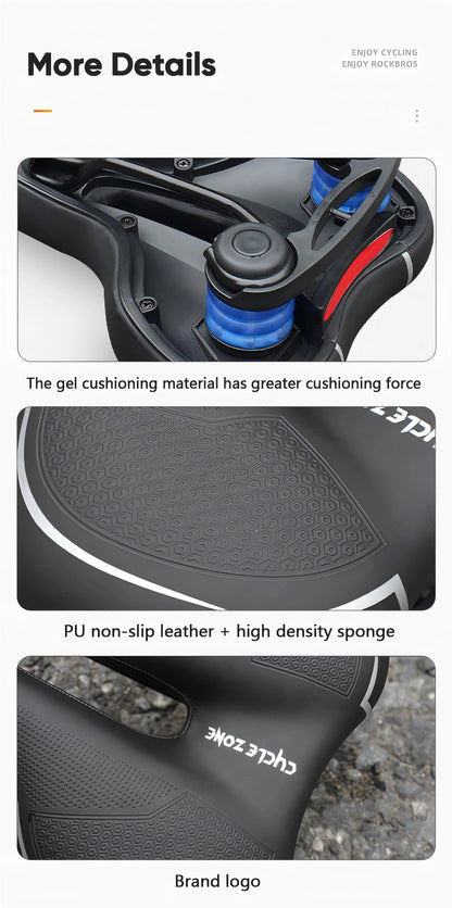 Hollow Breathable Bicycle Saddle Men Women MTB Road Bike Saddle Shock Absorbing Comfortable Big Butt Bike Seat Safety Warning