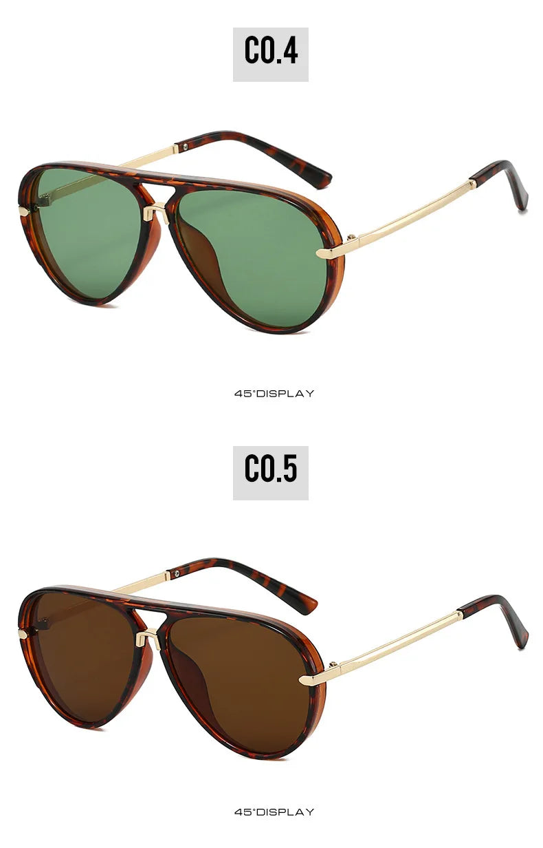 Trendy Oversized Pilot Sunglasses Women Men Vintage Retro Classic Designer Sun Glasses UV400 Protection Fashion Ladies Shades