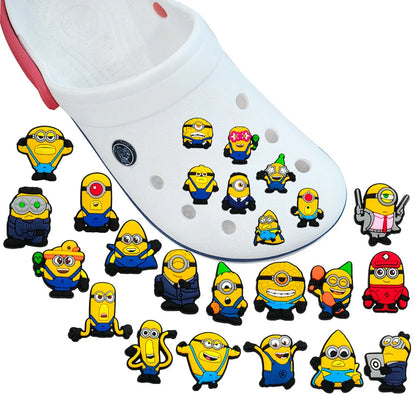 12-36Pcs Minion Cartoon Shoe Charms For Slides Sandals,PVC Shoe Decorations Accessories For Christmas Birthday Gift Party