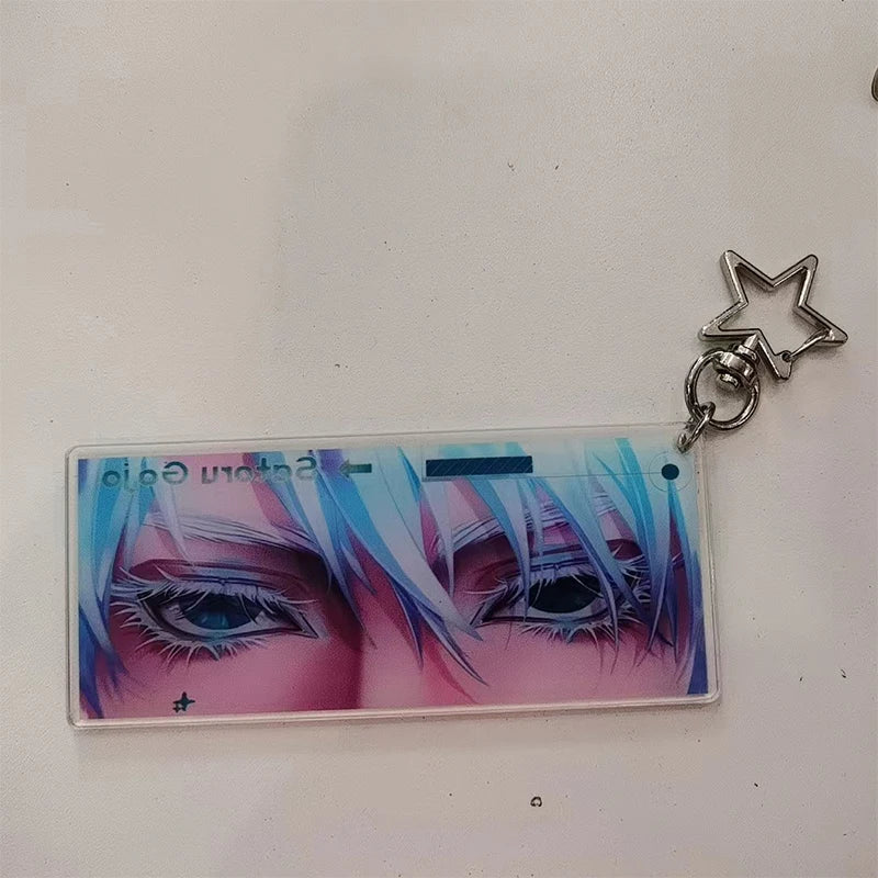 Cartoon Figure Satoru Gojo Glowing Eyes Keychain Transparent Card Pendant Anime Jujutsu Kaisen Acrylic Backpack Accessories Gift