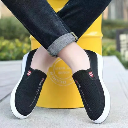 Men Shoes Breathable Canvas Sneakers for Youth Slip on Walking Tennis Shoes Driving Loafers House Moccasins Work Skate Flats