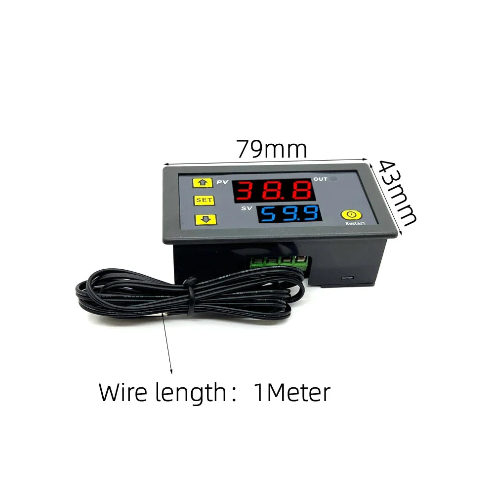 DC 12V/24V AC110-220V Probe Line 20A Digital Temperature Control LED Display Thermostat With Heat Cooling Control Instrument