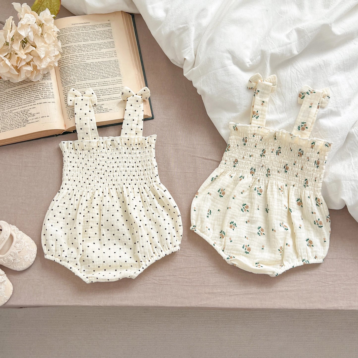 Summer Outfit Kids Baby Clothes Cotton Sleeveless Rompers Newborn Girls Clothes Toddlers Flower Bow Kids One-pieces Bodysuits