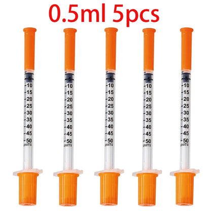 30/15/5Pcs 0.5Ml/1Ml Disposable Plastic Veterinary Syringe with Needle, Suitable for Pets and Farm Animals, Manual Push-Type Syringe with Needle, Farm Animal Syringe, Suitable for Cats, Dogs, Pigs