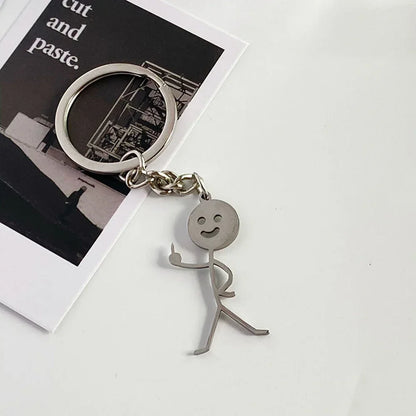 Fun Match People Keychain Creative Car Keyrings Heart To Heart Middle Finger Lovers Key Chain New Bag Pendant Couple'S Gifts