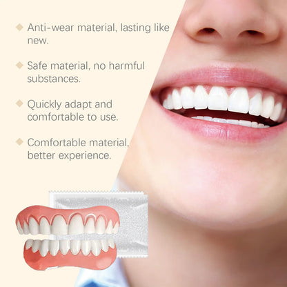 Full Denture Fake Teeth User Friendly Natural Safe Silicone Upper & Lower Veneers Perfect Laugh Veneers Dentures Paste Fake Teet