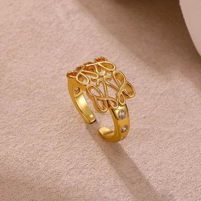 Fashion Geometry Vine Zirconia Rings For Women Luxury Gold Color Shiny Anillos Party Wedding Romantic Jewelry Her Gift Ring