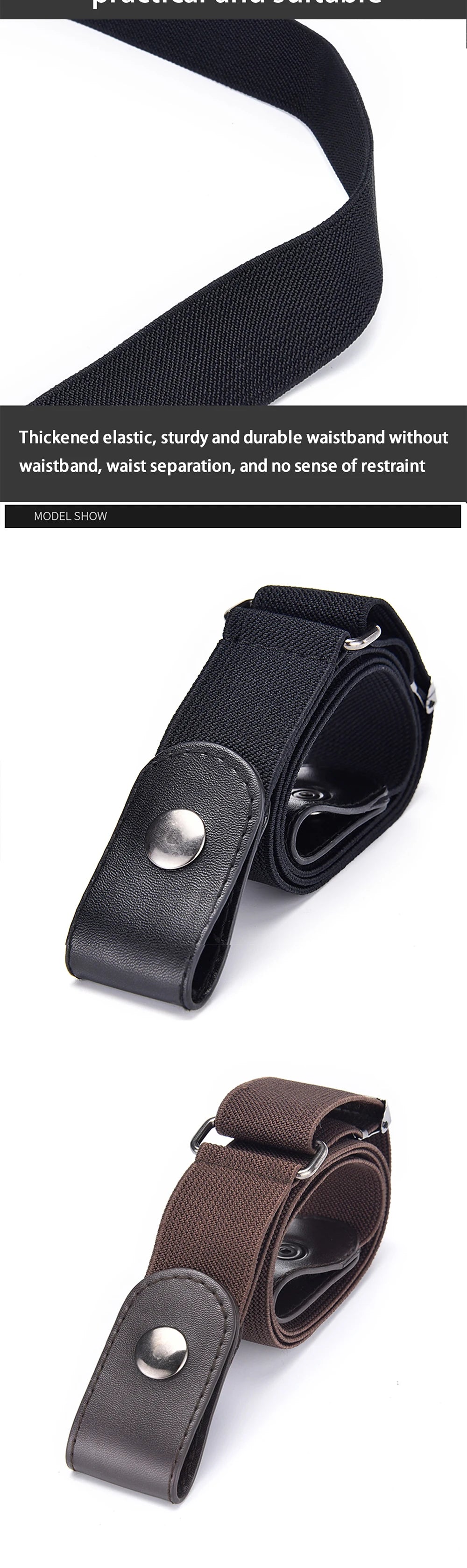 2pcs Set No Buckle Elastic Belt for Women Men Unisex Stretch Belt for Pants Jeans Casual Buckle Free Adjustable Invisible Belts