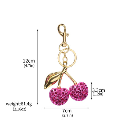 Fashion Delicious Red Cherry Keychain Summer Fruits Cherries Pendant Keyring For Women Men Jewelry Bag Key Accessories Gift