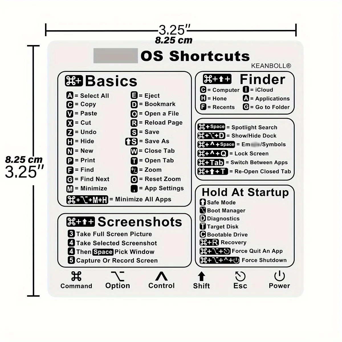 Shortcut Stickers for MacBook Pro/Air Keyboard - Clear/Black, Fits 13-16" Models, Quick Navigation & Application Control
