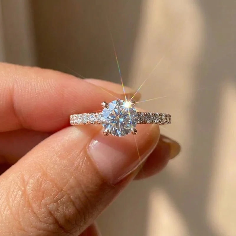 925 Sterling Silver Gorgeous Shiny Zircon Round Rings for Women Anniversary Marry Luxury High Quality Fine Jewelry Gift