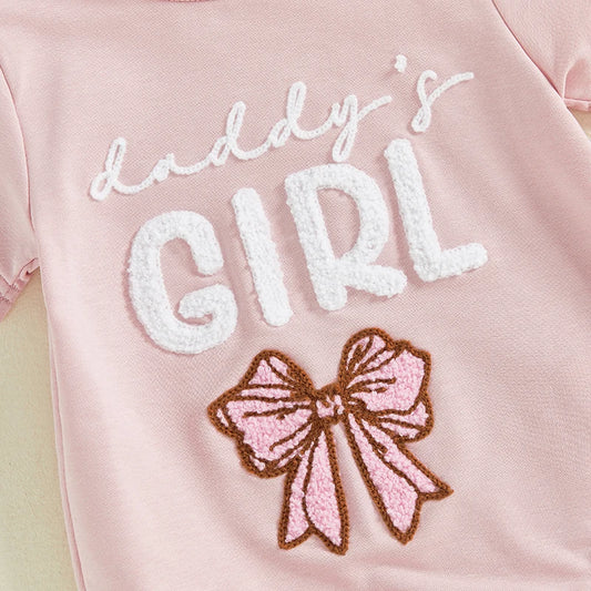 Daddy s Little Princess Father s Day  with Floral Embroidery and Ruffle Sleeves for Baby Girls