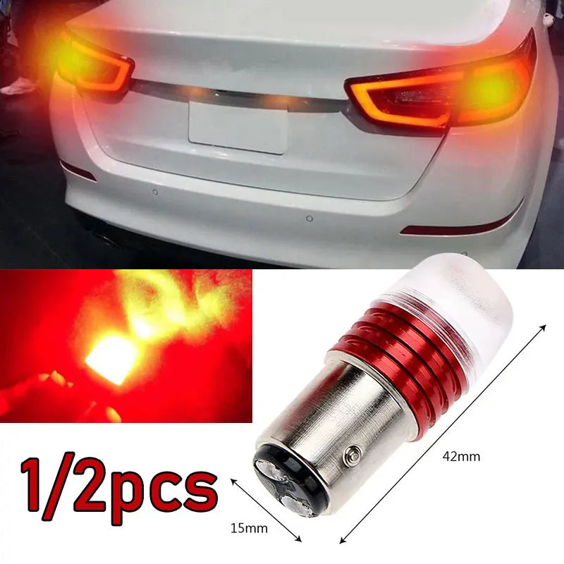 10pcs Car 12V LED Rear Taillight Tail Brake Light Strobe Flashing LED Lamp Motorcycle Warning Light Bulb Red Stronger Light