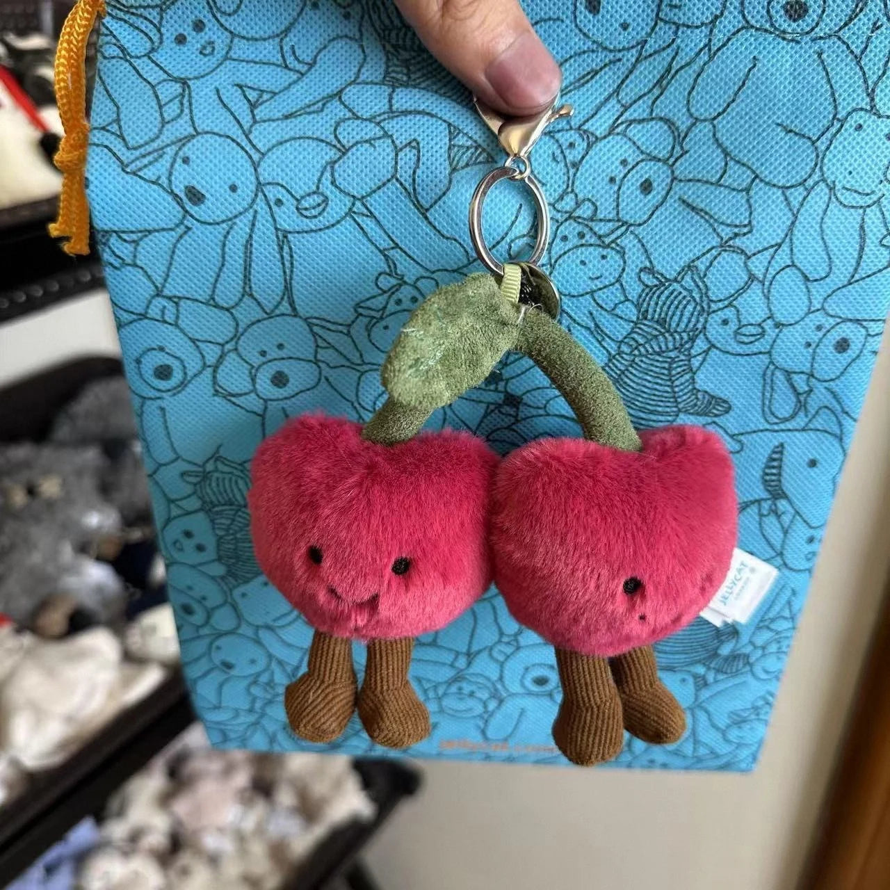plush cotton cat candy two-color lovely soft two-color keychain croissant plush keychain Cherry plush keychain plush