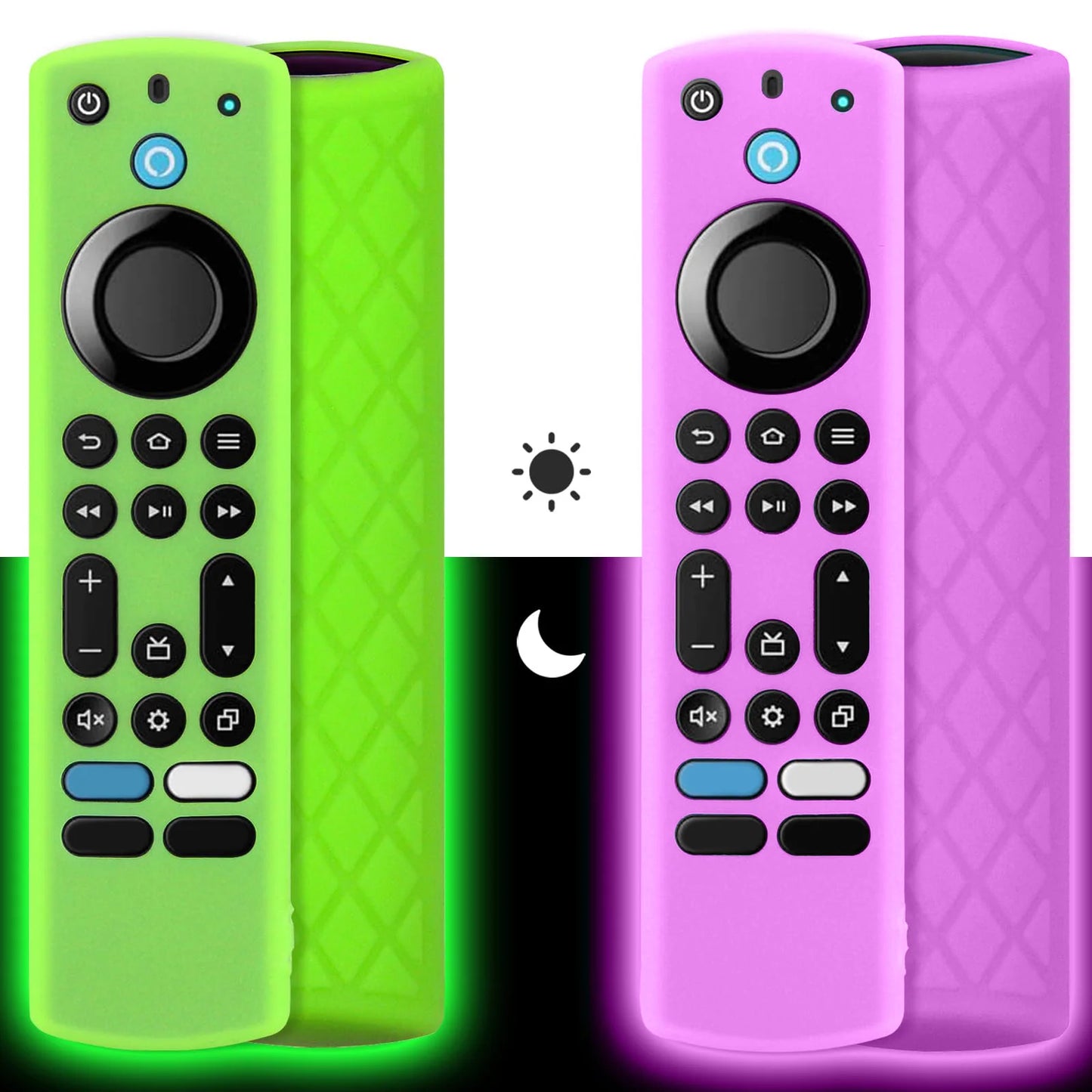 2Pcs Glow in The Dark Silicone Remote Case for Firestick 4K Max/Toshiba/Insignia/Pioneer/Omni (QLED) Series Alexa Voice Remote