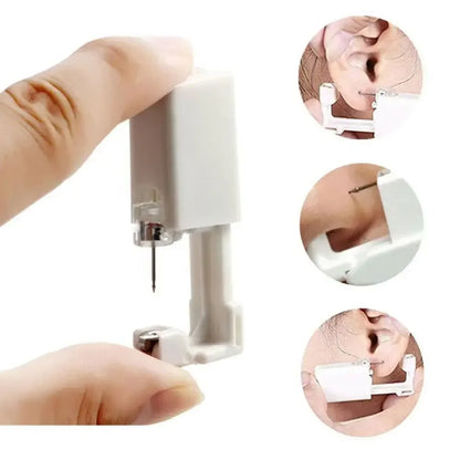 Safety Ear Piercing Gun Kit Women Men Disposable White Plastic Sterile Ear Piercing Device Fashion Simple Jewelry Piercing Tools