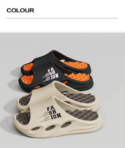Men Fashion Massage Slippers Indoor/Outdoor Sandals Beach Flip Flop Thick Sole Male Slides Summer Non-Slip Men Shower Slippers