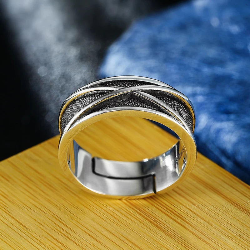 Retro Time Space Goku Black Ring Punk Gothic Open Ring For Men Handmade Unisex Designer Jewelry Accessories Anime Lovers Gift