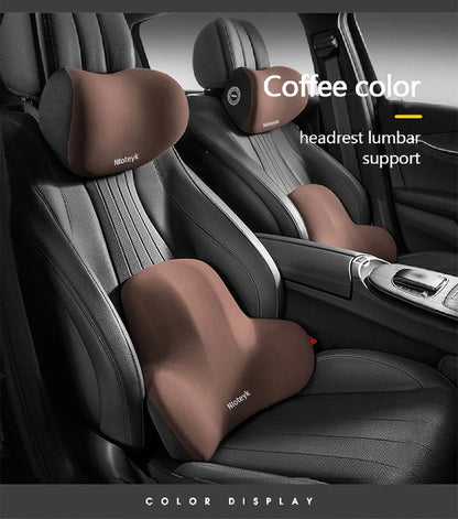 Car Neck Pillow Memory Foam Protective Lumbar Back Support Breathable Car Headrest Cushion Relieve Stress Car Seat Pillow