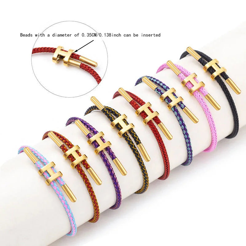 The multi-functional, fashionable and elegant H-buckle stainless steel rope women's bracelet is suitable for men's charming brac
