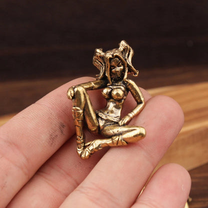 Beauty Girl Brass Knife Beads DIY Paracord Handmade Woven Lanyard Pendants Umbrella Rope Bracelet Charms DIY Accessories