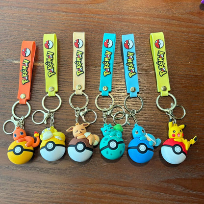 Pokémon Poké Ball Keychain Set, Pikachu Eevee Charmander figure Keychain, Anime Collectible Key Ring for Bag Backpack Gift