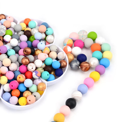 LOFCA 12mm 50pcs/lot Beads Food Grade Silicone Teether Round Beads Baby Chewable Teething Beads Silicone Teether For Diy