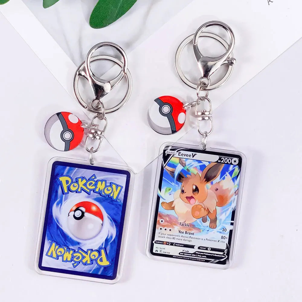 Pokémon Card Cute Acrylic Car Keychain Accessories Pikachu Charizard Gengar EeveeBag Charm Backpack Pendant Gifts For Friends