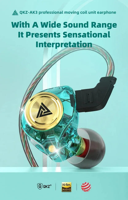 QKZ CK5 FiLe Wired Earphone with Microphone HiFi Music Earphone Professional Gaming And Sports Noise Cancelling Headphones