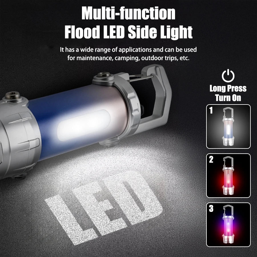 MINI USB Rechargeable LED Flashlight Portable Tail Magnet Work Light Super Bright Camping Lantern Side COB Emergency Torch Light