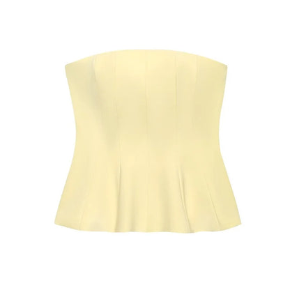 MUJER 2025 Corset Tube Tops for Women off Shoulder Crop Top Woman Sexy Backless Tank Top Women Yellow Black Bustier Tops Woman