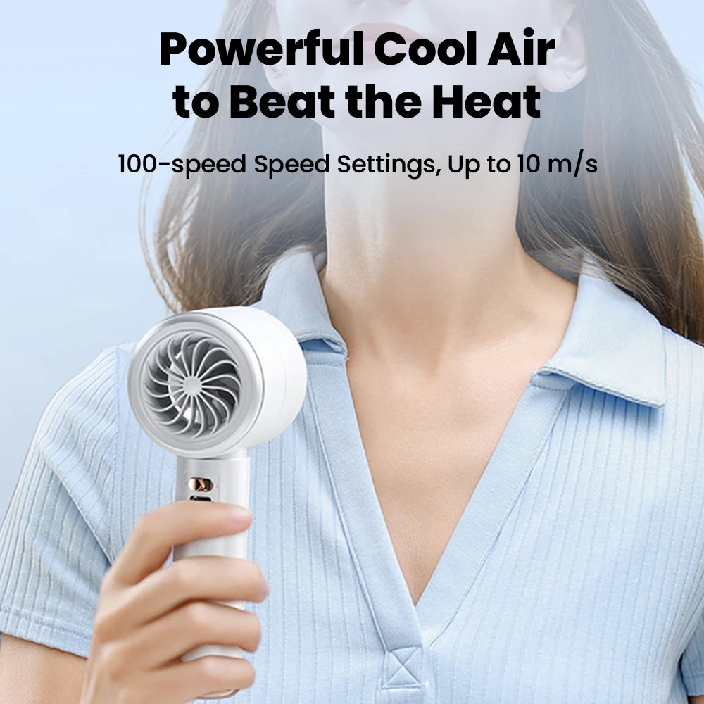 New Mini Handheld Fan USB Fast Charging Portable Silent High-speed Led Display High Wind Power Fan For Travel Outdoor Activities