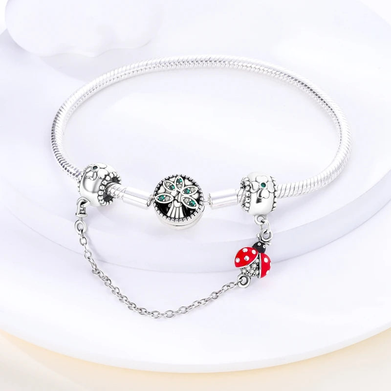 Charms Silver 925 Ladybugs and Cherry Strawberries Pendant Bead Fit 3mm Bracelet Bangle Necklace For Women Luxury Jewelry Making
