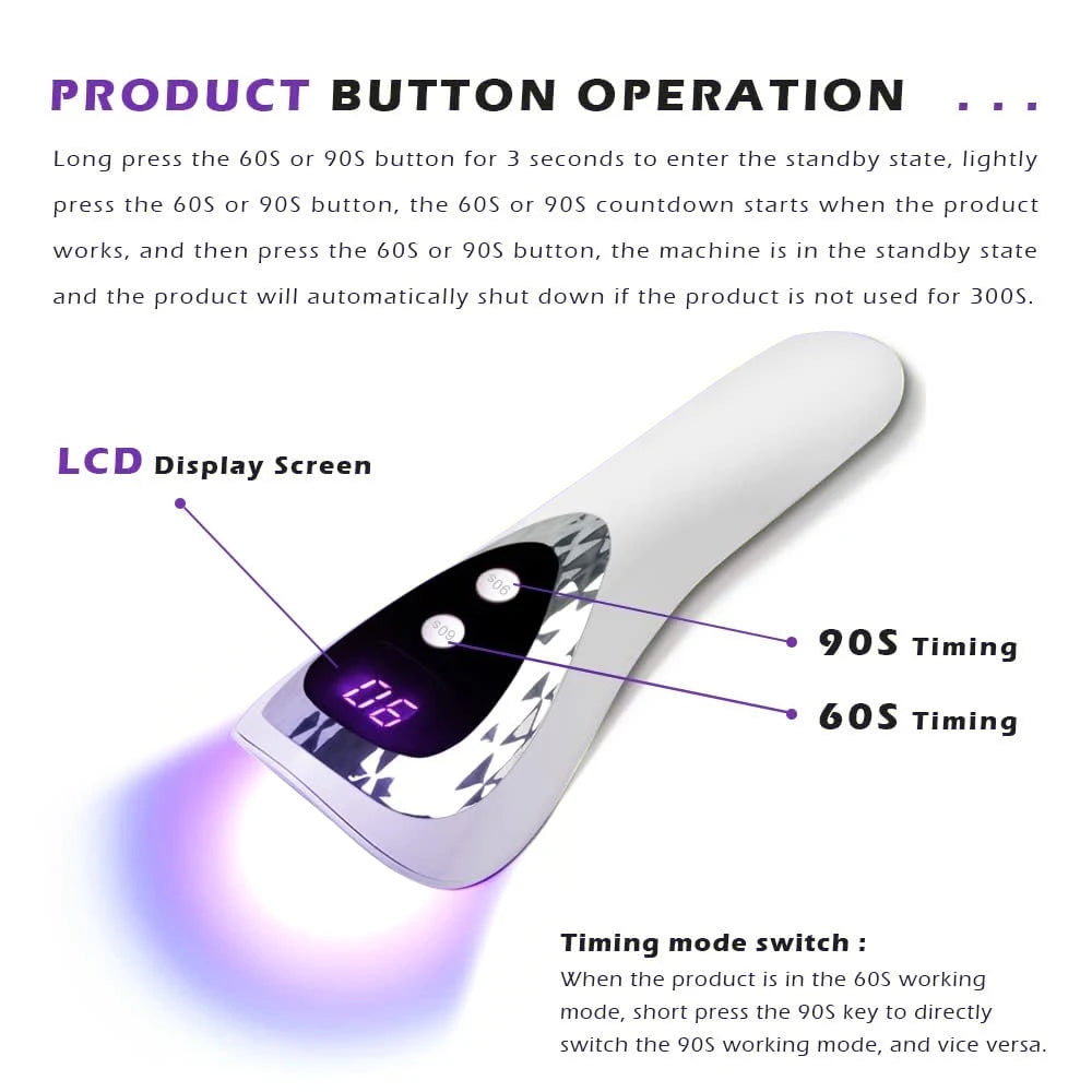 LINMANDA Handheld UV LED Nail Lamp USB Rechargeable Mini Manicure Lamp Nail Dryer With 5 Lamp Beads Quick Drying Gel Nail Polish
