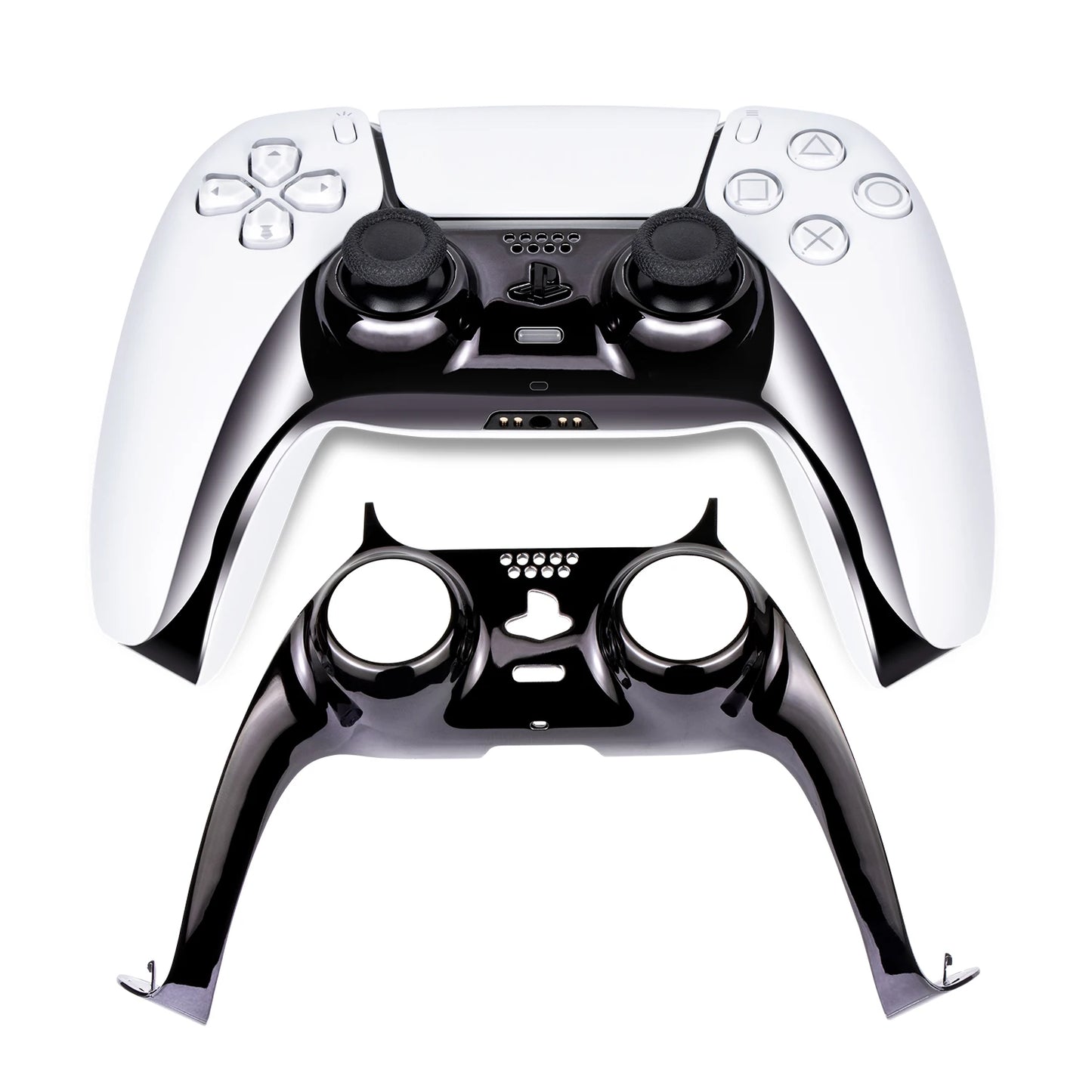 Chrome Black Glossy Chrome DIY Replacement Controller Shell for PS5 Custom Plates Cover Compatible Upgrade For PS5 Slim