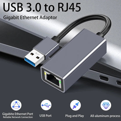 USB Type C Ethernet Adapter 1000Mbps USB 3.0 RJ45 Network Card  For MacBook PC Windows XP 7 8 10 Android USB Lan Internet Cable