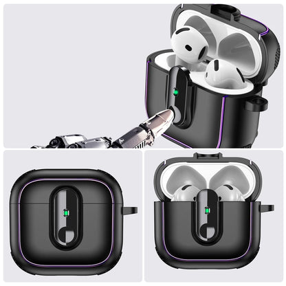 Armor locking clasp Earphone Cover For AirPods 4 3 2 Pro 3 With Plated Purple Strips With Magnetic Attraction Protective Case