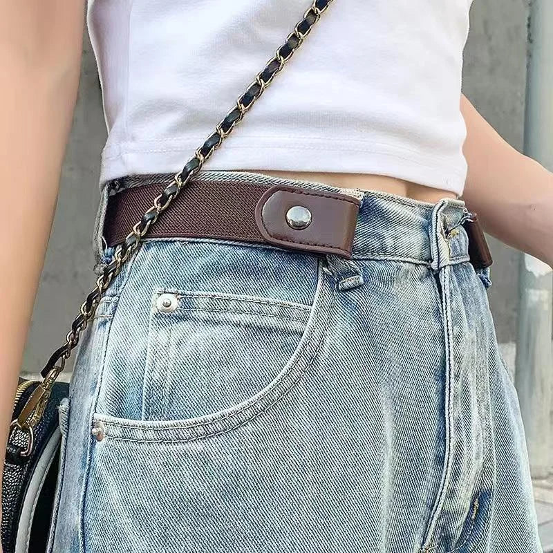 2024 Hot Men's and Women's Invisible Belt Without Buckle Seamless Lazy Belt Wild Elastic Elastic Jeans Belt Decoration Ins Wind