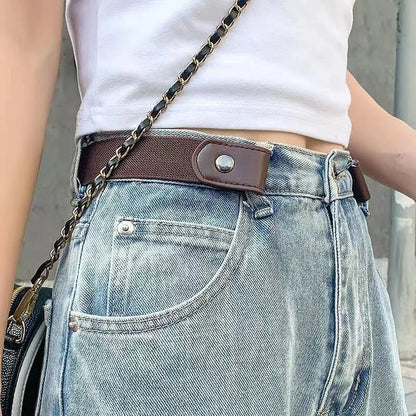 2024 Hot Men's and Women's Invisible Belt Without Buckle Seamless Lazy Belt Wild Elastic Elastic Jeans Belt Decoration Ins Wind