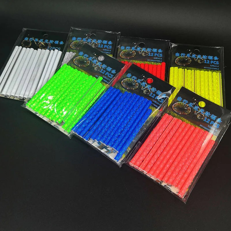 12PCS/Bag Bicycle Wheel Spokes Reflective Sticker Tube Strip Warning Light DIY 7.5cm MTB Cycling Reflector Reflective Safety Kit