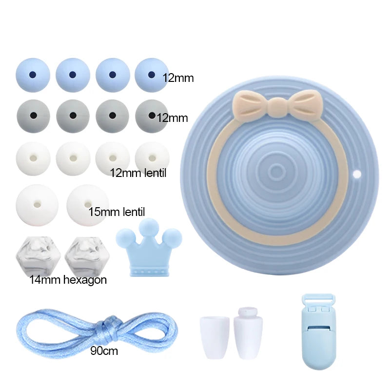 LOFCA Silicone Teether Wood Beads Set BPA Free DIY Baby Teething Necklace Toy Cartoon Koala Raccoon Pacifier Chain Clip