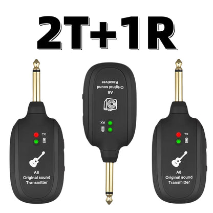 Miwayer A8 Wireless Guitar System Built in 4 Channels Wireless Guitar Transmitter Receiver for Electric Guitar Bass Violin