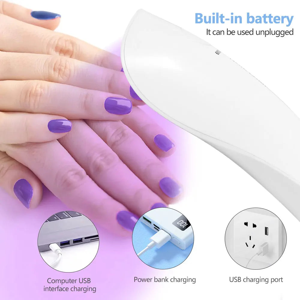 LINMANDA Handheld UV LED Nail Lamp USB Rechargeable Mini Manicure Lamp Nail Dryer With 5 Lamp Beads Quick Drying Gel Nail Polish