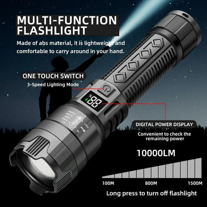 USB Rechargeable LED Flashlight Bright High Lumens,Zoomable Waterproof Torch,Portable Handheld Light for Outdoor Camping Hiking
