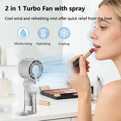 Mini Humidifier Fan Portable Handheld Mist Fan USB Rechargeable Outdoor Hand Fan Small Spray Mist Fan Portable Water Spray Fan
